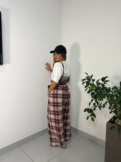 Salopette in Flanella Checkland Bordeaux 25696