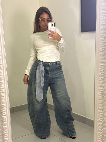 Jeans balloon con nastro 71097