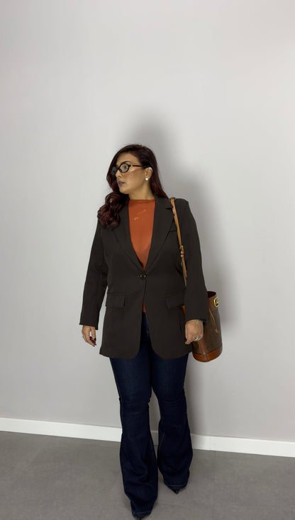 Giacca Moné Marrone un bottone M11035