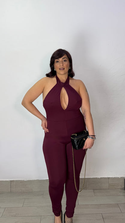 Jumpsuit Eva Bordeaux in lycra 18420