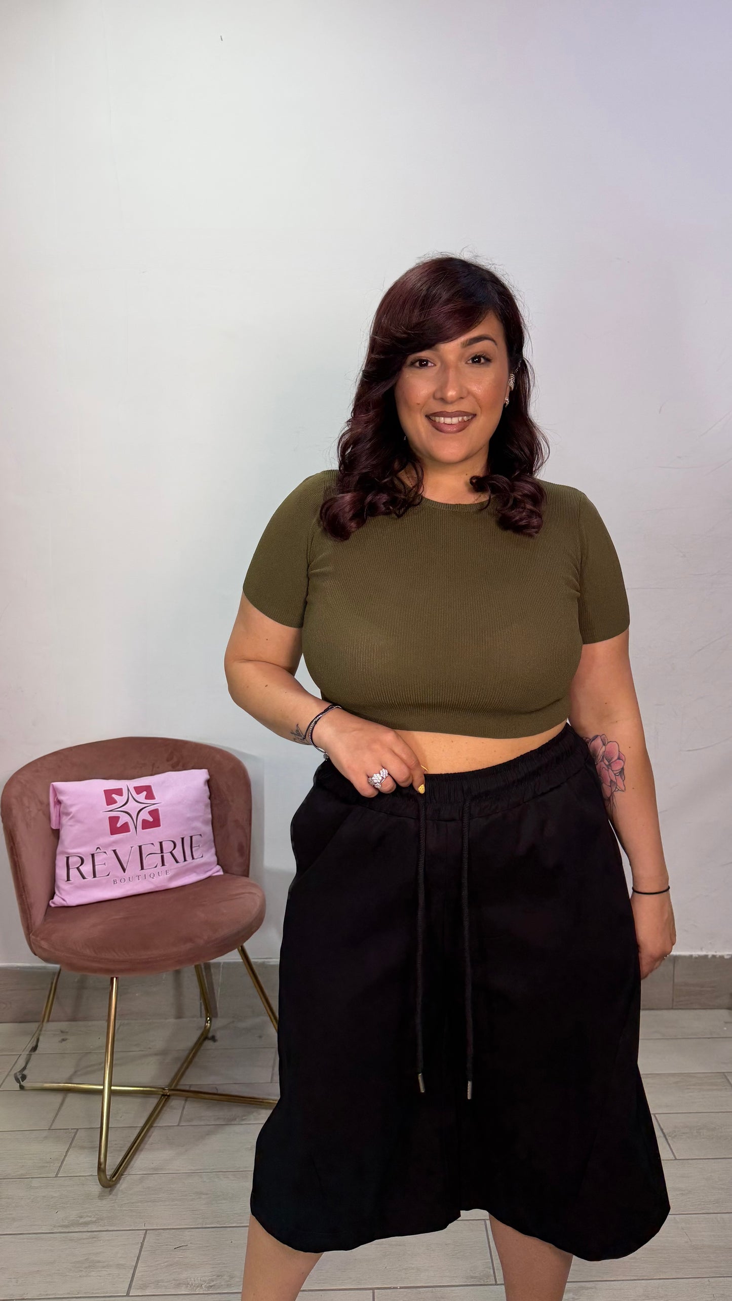 Maglia Marea Verde Crop scollo Rotondo 804