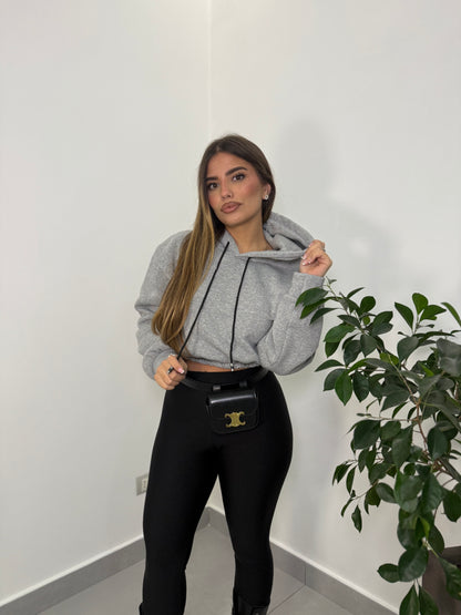 Felpa Mini Hood Felpata con Cappuccio Grigia FM44