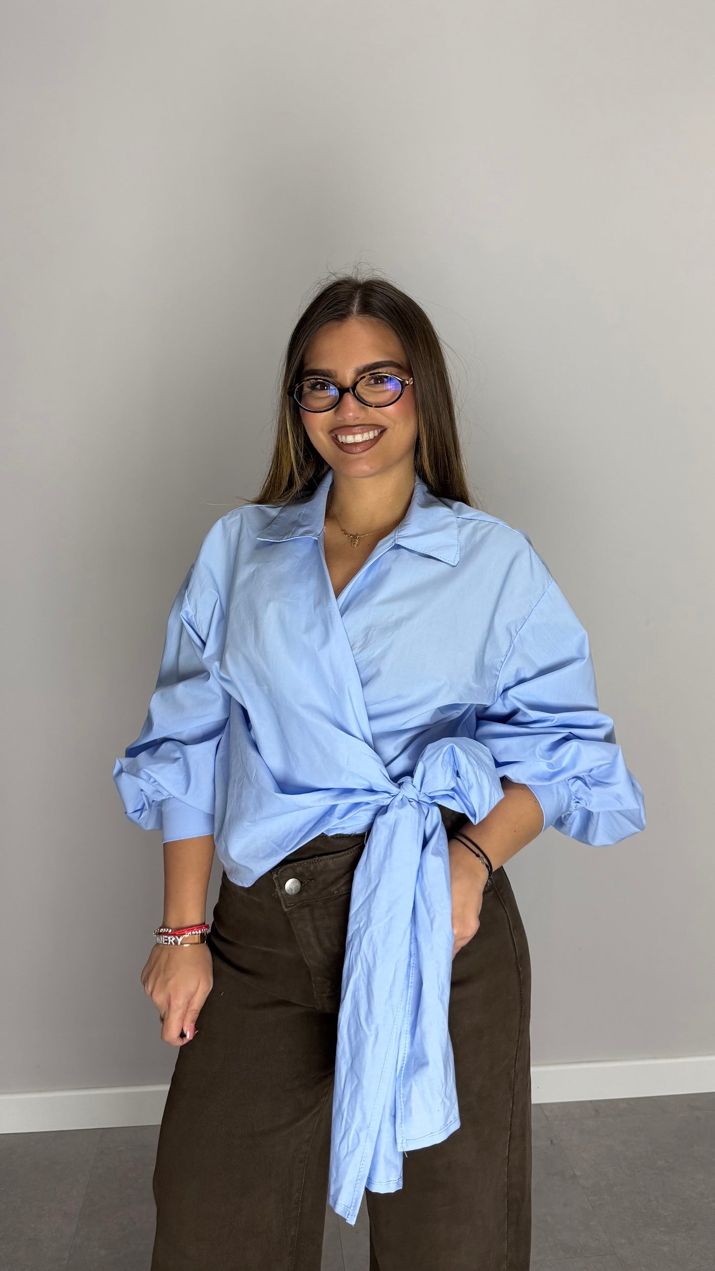 Camicia Nodo D’Amore Azzurra in cotone C89891T