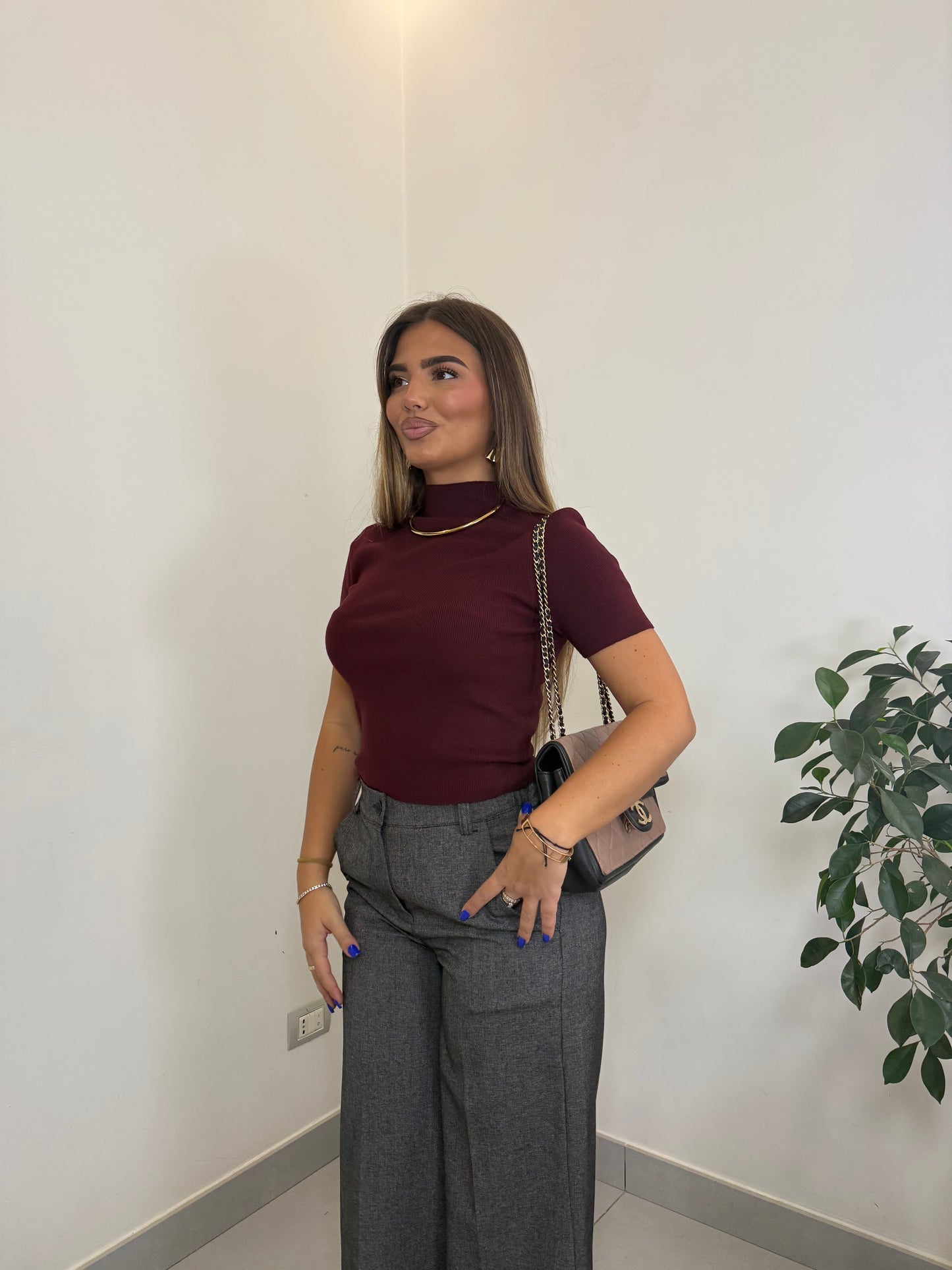 Pullover Solea Bordeaux Top Quality Lana Rasata EM2190