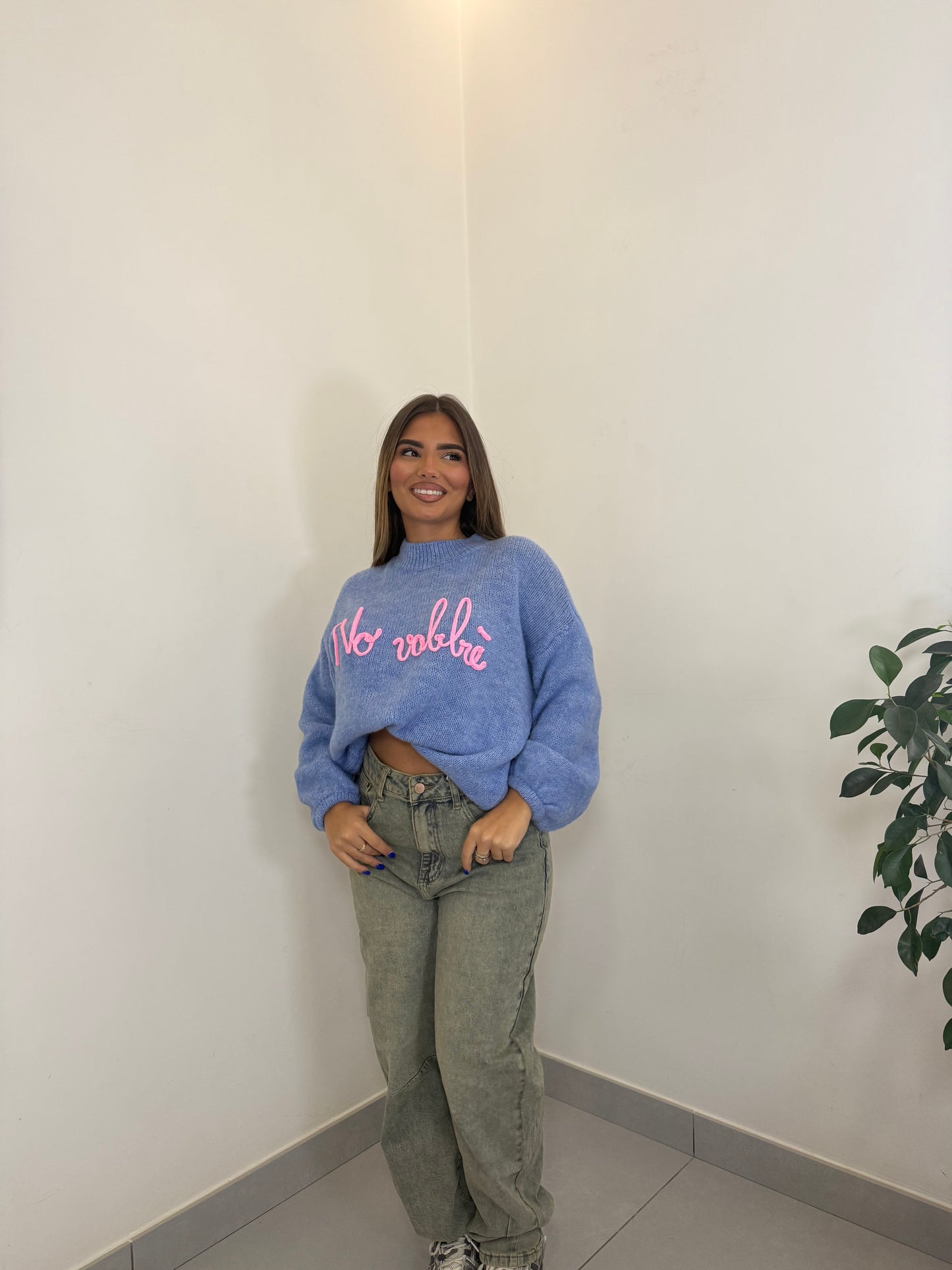 Maglioncino No vabbè azzurro 2702