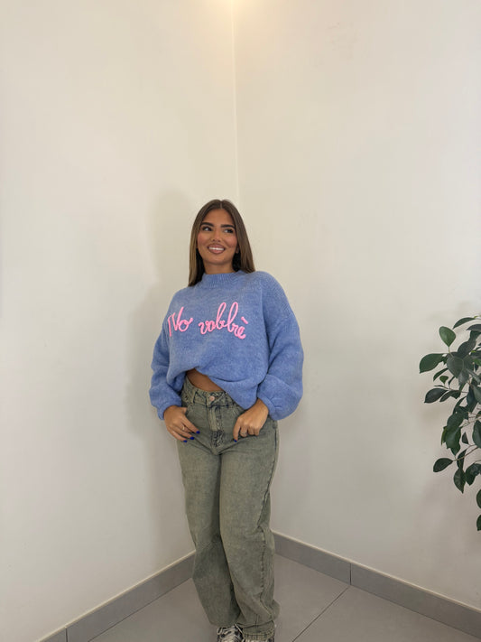 Maglioncino No vabbè azzurro 2702