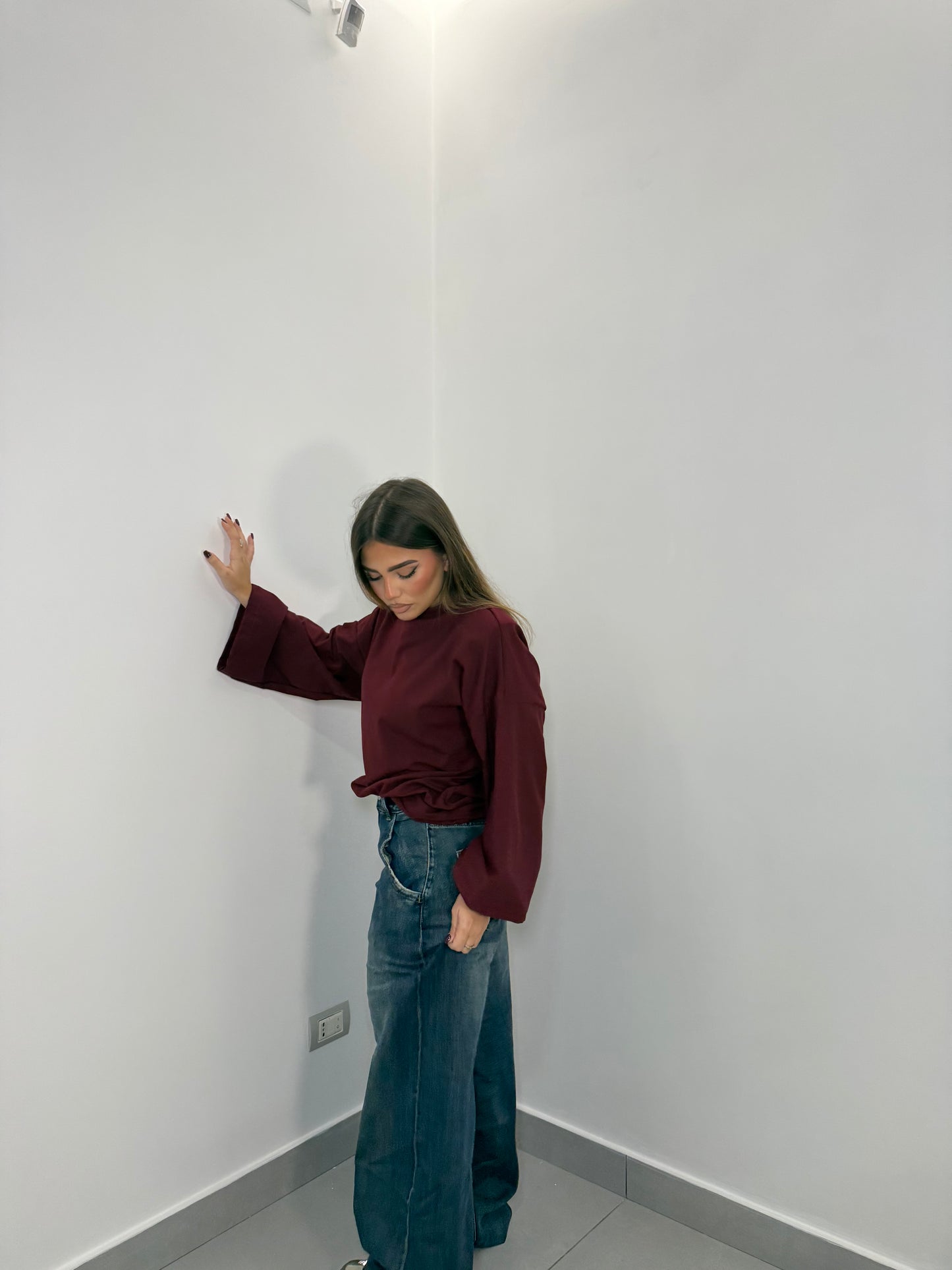 T-Shirt Silhouette con spalline bordeaux TS44