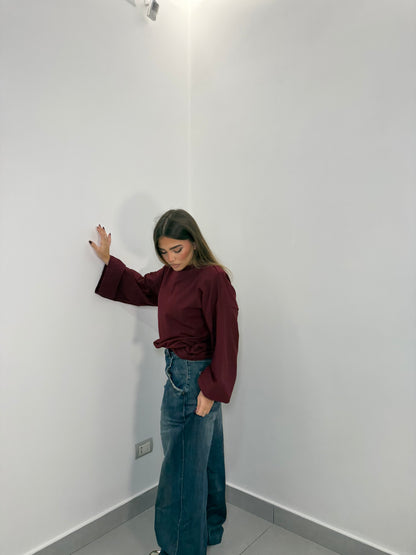 T-Shirt Silhouette con spalline bordeaux TS44