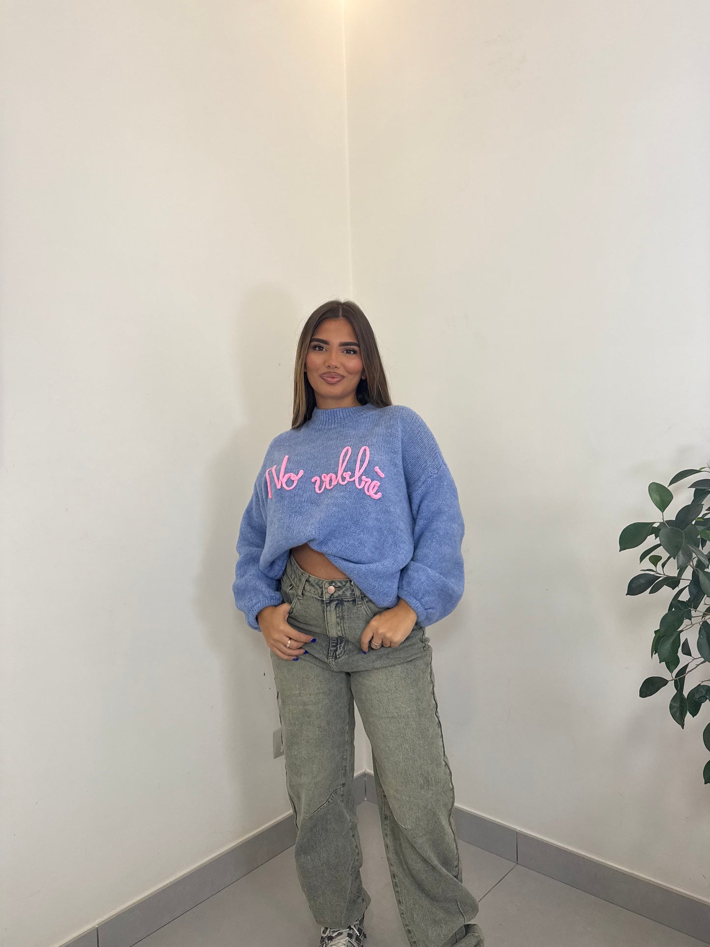 Maglioncino No vabbè azzurro 2702