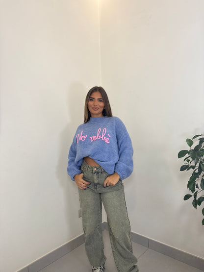 Maglioncino No vabbè azzurro 2702