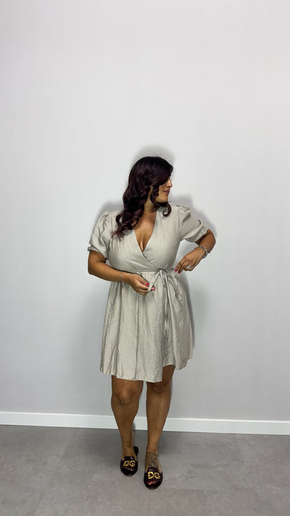 Mini dress cross beige