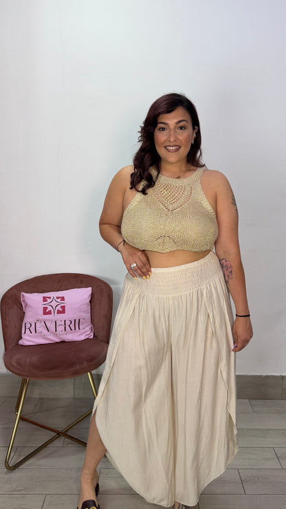 Top Dalia beige a uncinetto 23295
