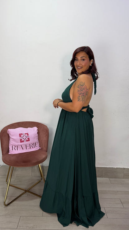 Dress Olivia Verde in tessuto 9307