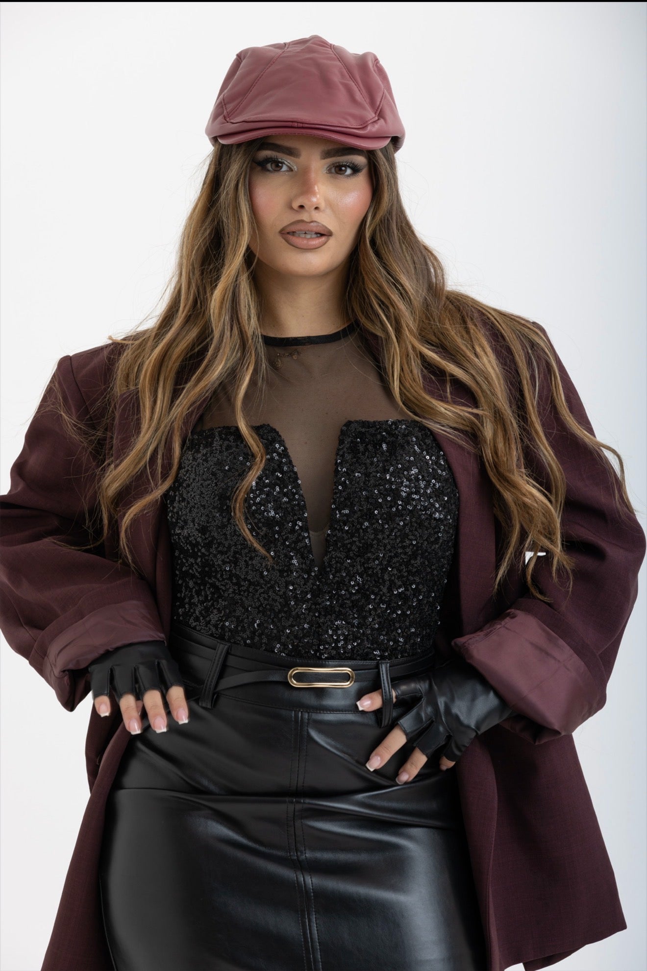 Body Shiney Nero con paillettes 3033