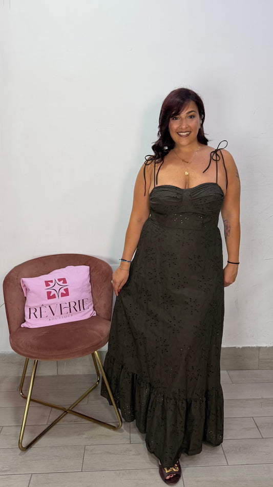 Dress Flavia Marrone in Sangallo MS57613