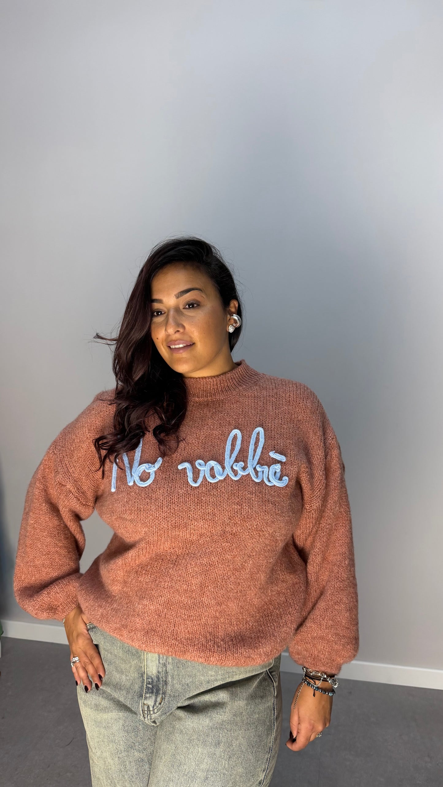 Maglioncino no vabbè rosa 2702