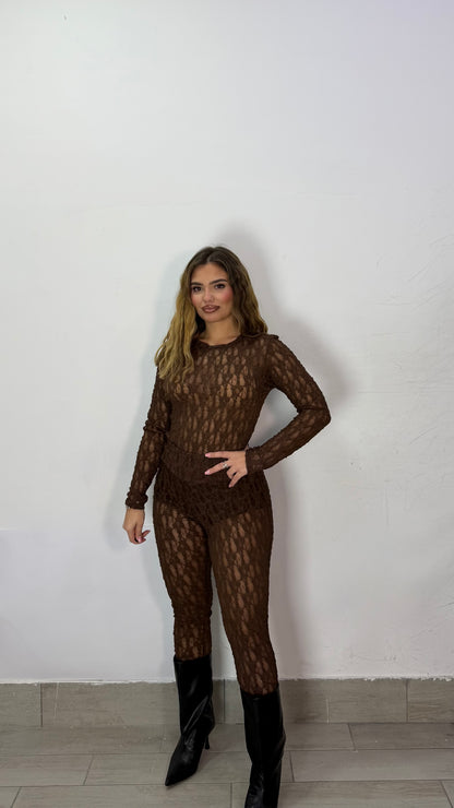 Leggings Rebrodè con Ghette Marrone 16608
