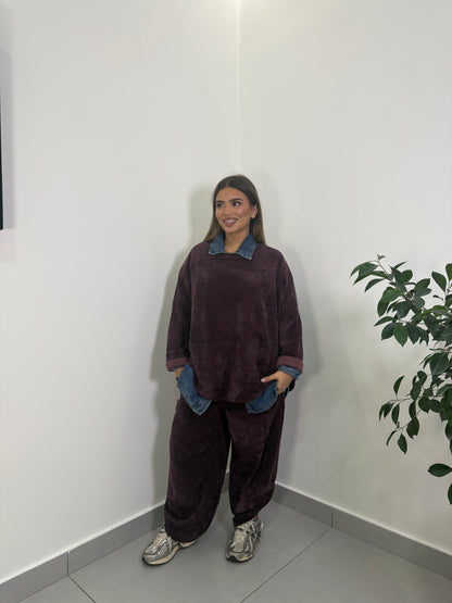 Coordinato Tuta Homey in Velluto Bordeaux 6171