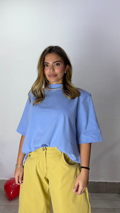 T-Shirt Power Tee mezza manica con spalline Azzurra 5571