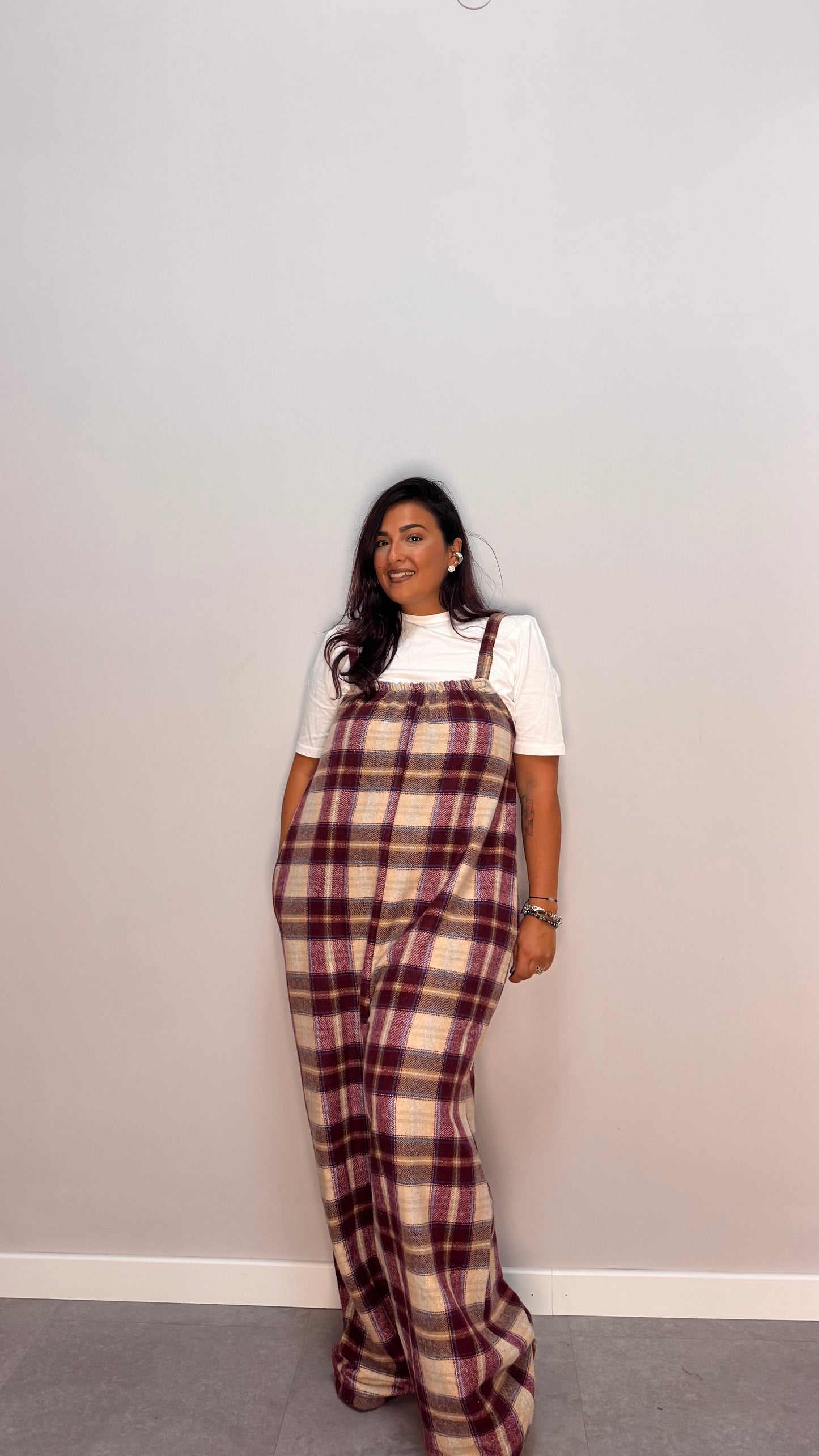 Salopette in Flanella Checkland Bordeaux 25696