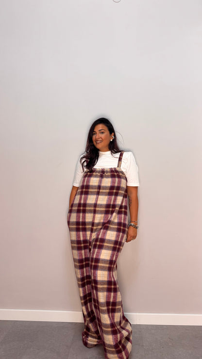 Salopette in Flanella Checkland Bordeaux 25696