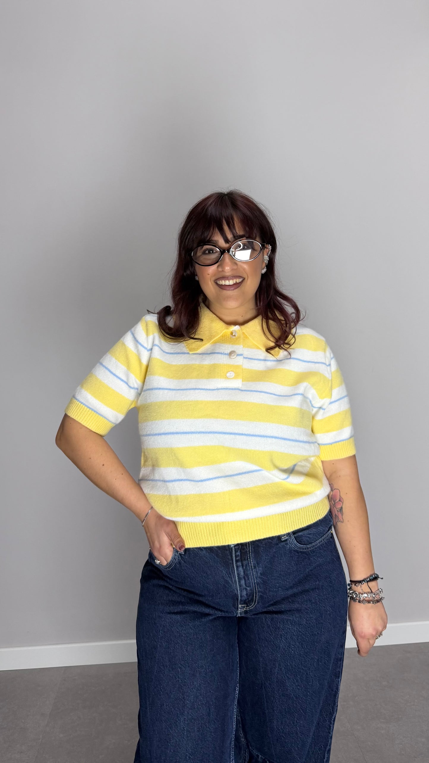 Maglia Lavy a Polo in Lana giallo L8095
