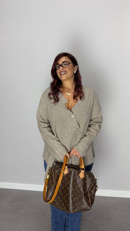 Pull CrossCardi Beige in lana rasata G168