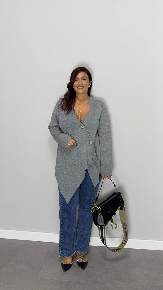 Pull CrossCardi Grigio in lana rasata G168