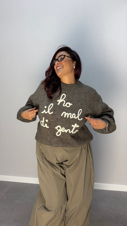 Maglioncino Ho il mal di gente Fango in lana 2903