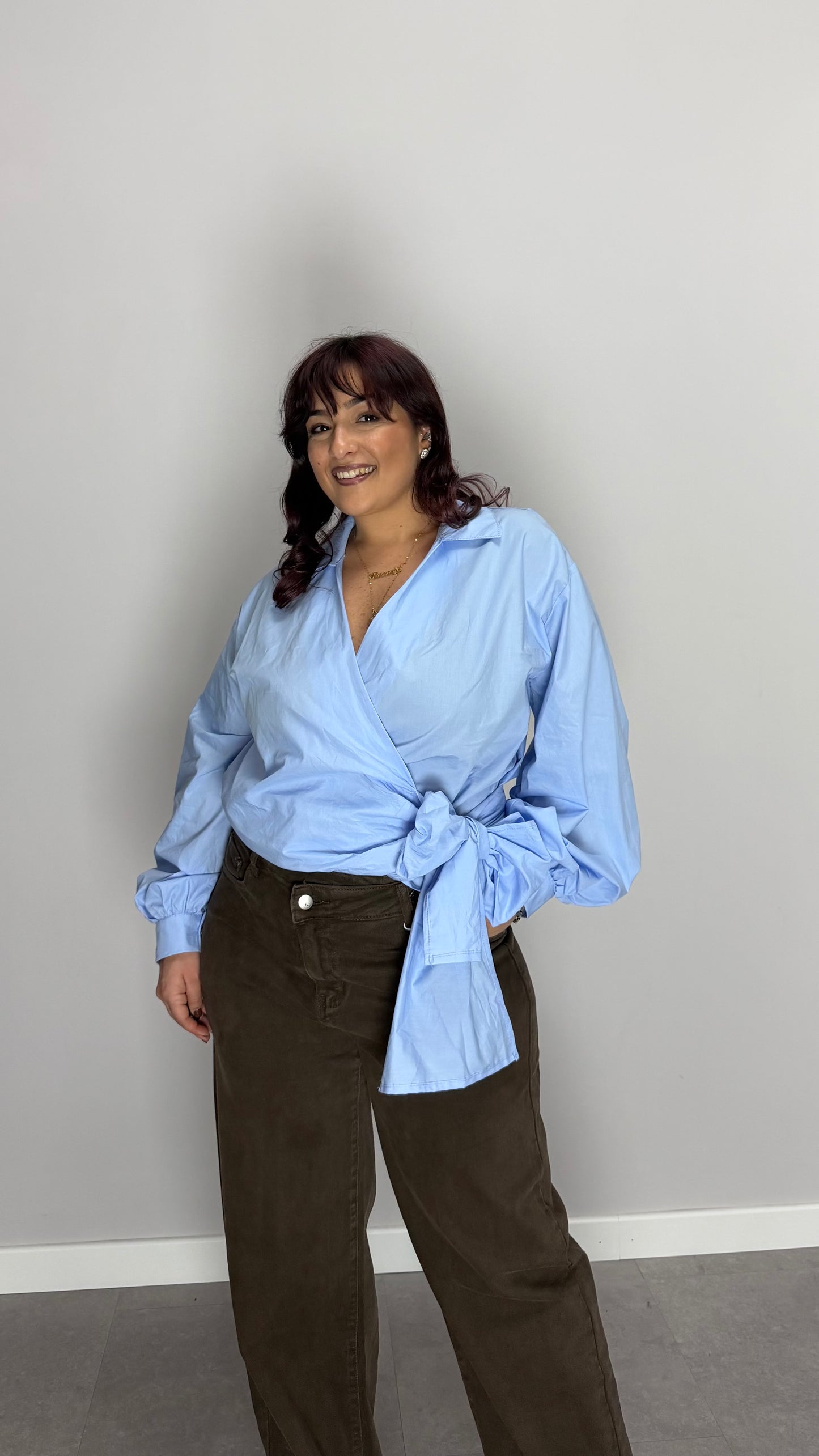Camicia Nodo D’Amore Azzurra in cotone C89891T
