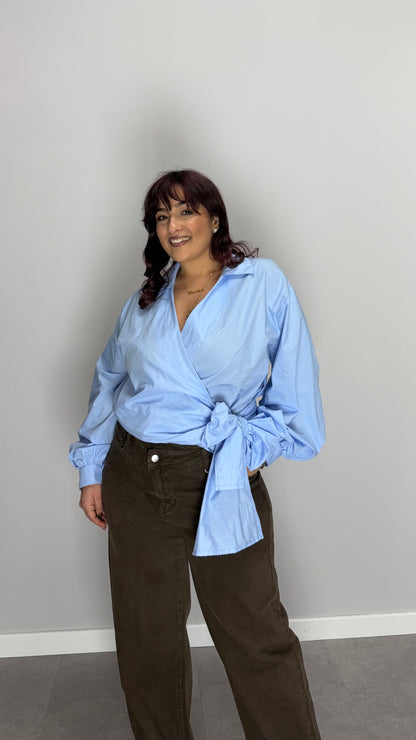 Camicia Nodo D’Amore Azzurra in cotone C89891T