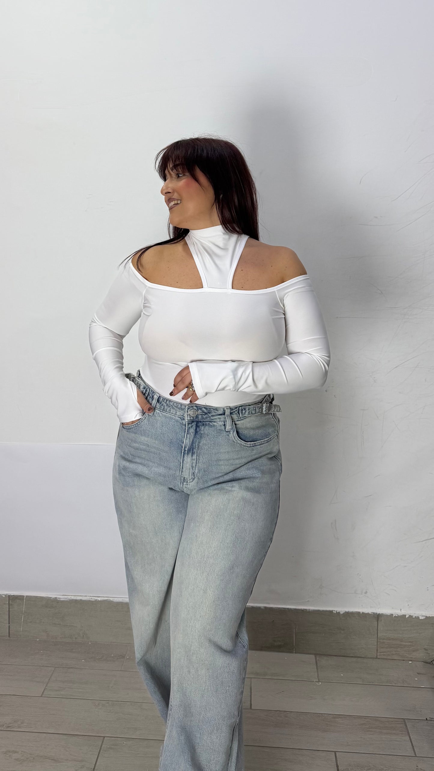 Jeans Lace Up lavaggio chiaro F2229
