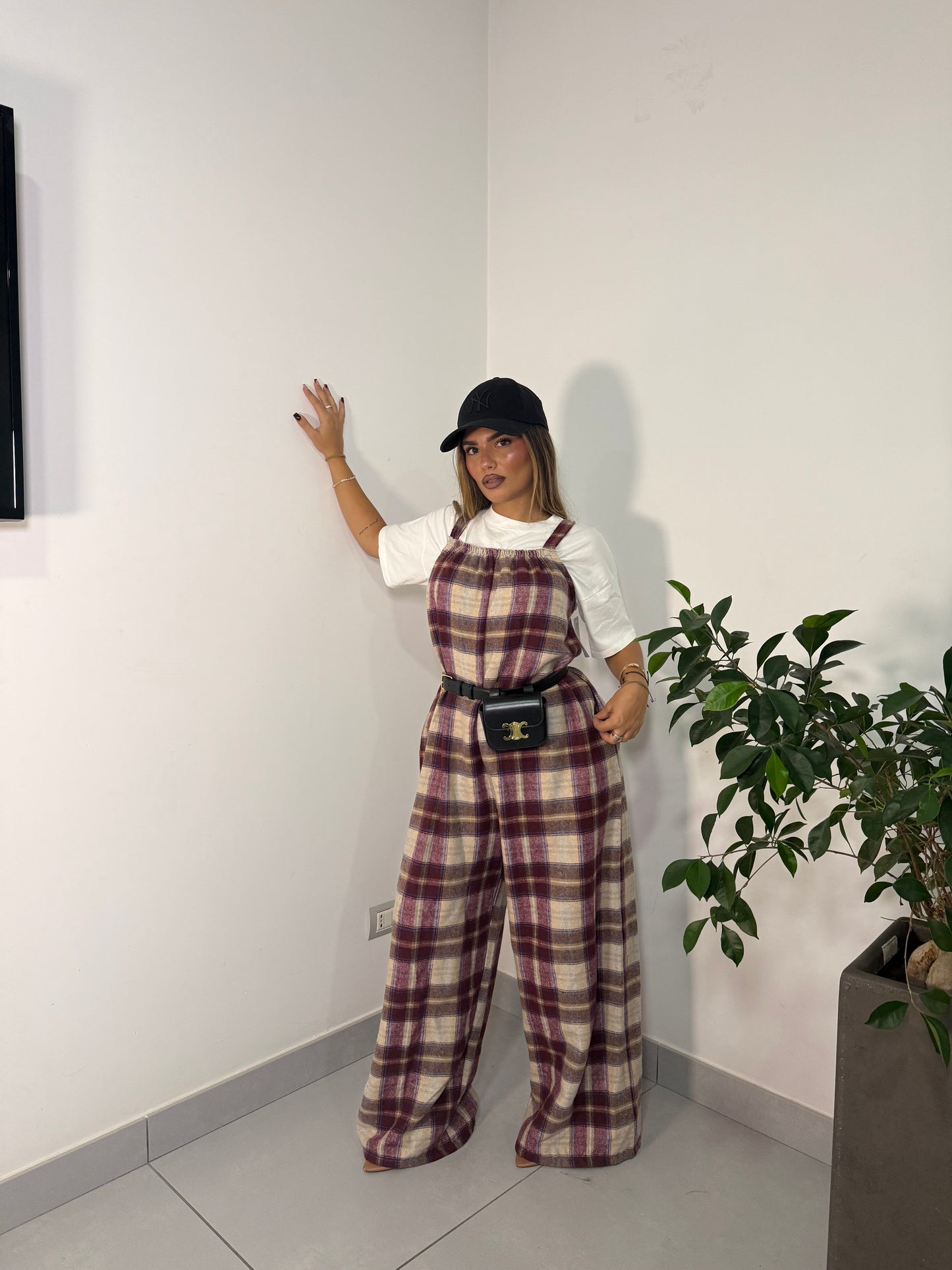 Salopette in Flanella Checkland Bordeaux 25696