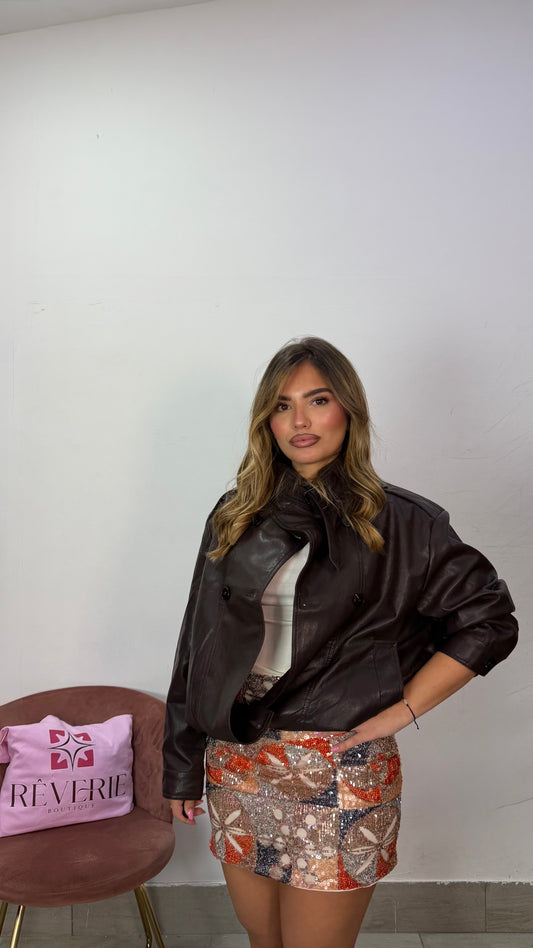 Giacca Biker Shira Marrone 3598