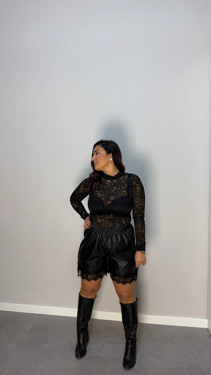 Pantaloncino Moon in pelle Nero PM44