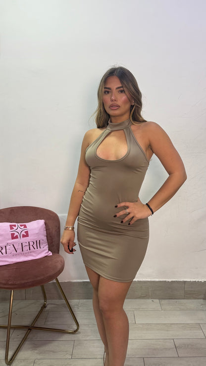 Dress Tindy Fango in Lycra con scollo all’americana 26849
