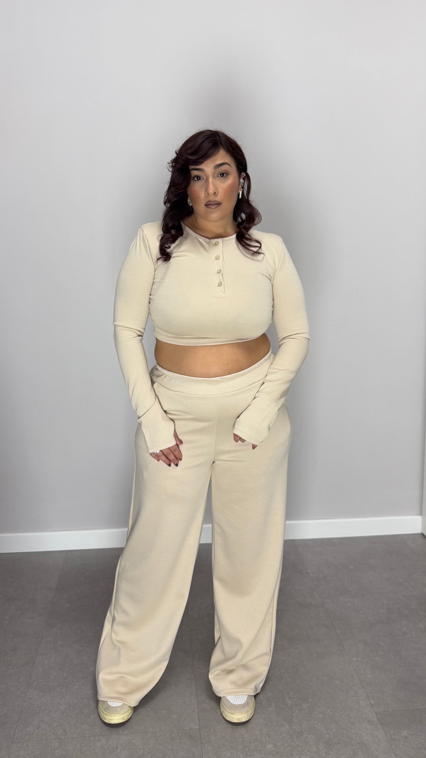 Coordinato Sis In tuta Beige con guantino e spalline FF44