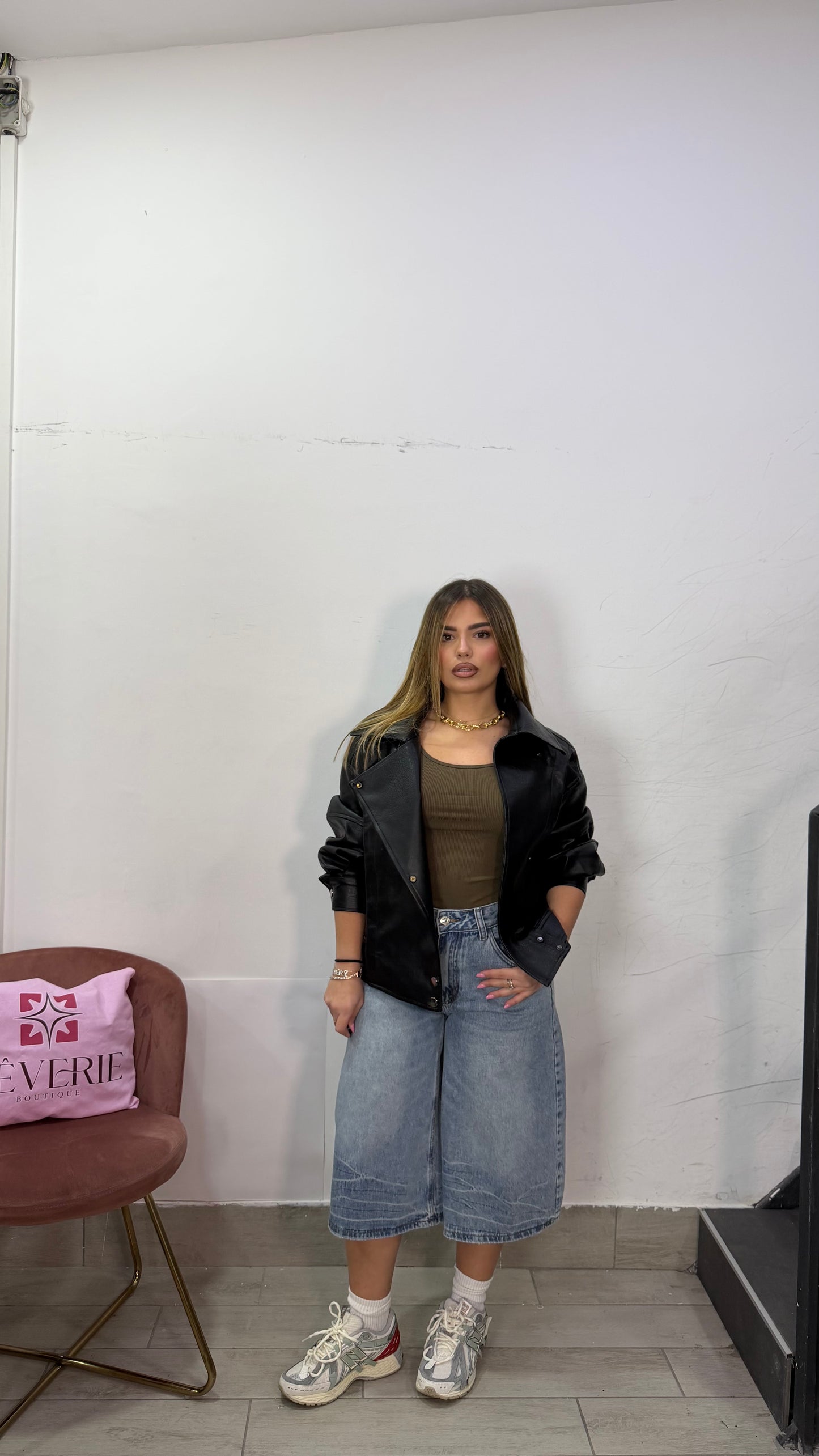 Giacca Biker Kaily in pelle Nero 12110