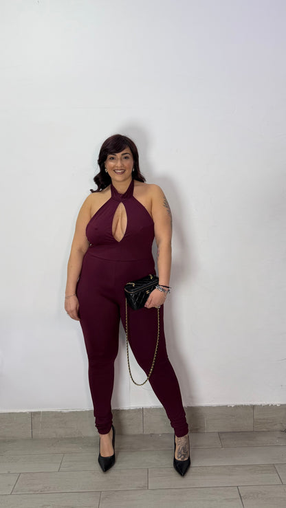 Jumpsuit Eva Bordeaux in lycra 18420