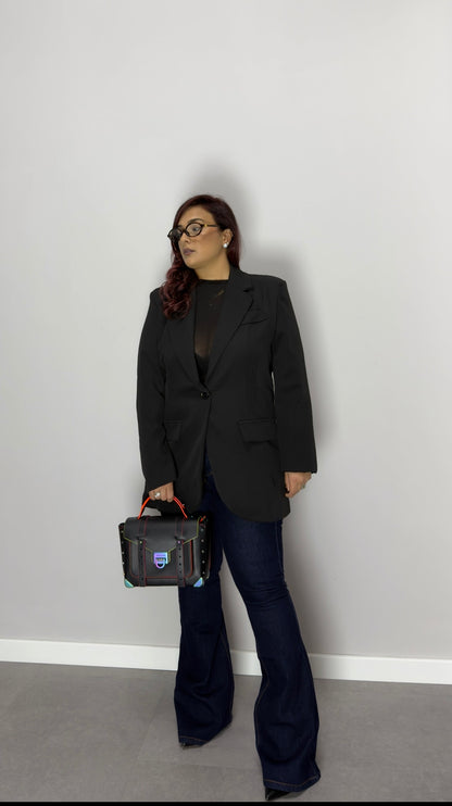 Giacca Moné Nera un Bottone M11035