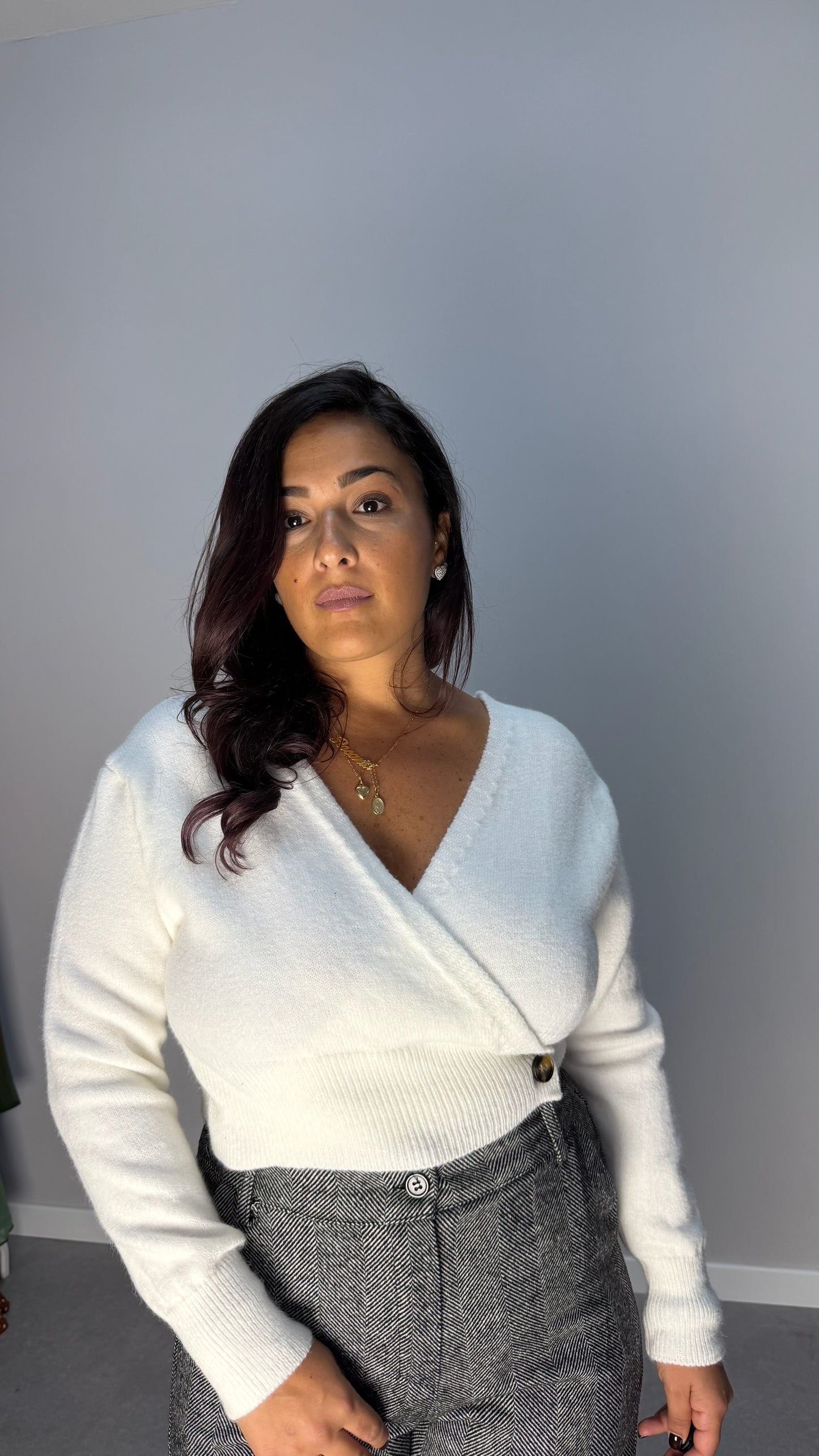 Maglioncino Cross bianco in lana rasata 24631