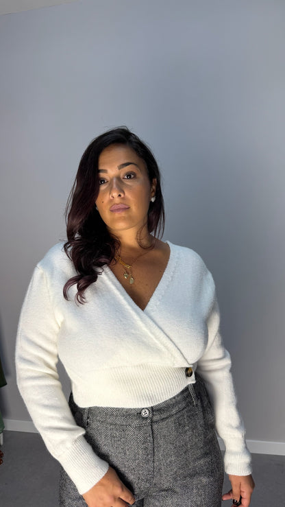 Maglioncino Cross bianco in lana rasata 24631