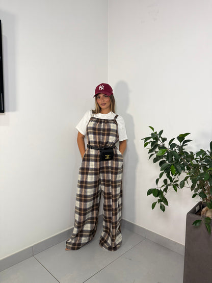 Salopette in Flanella Checkland Marrone 25696