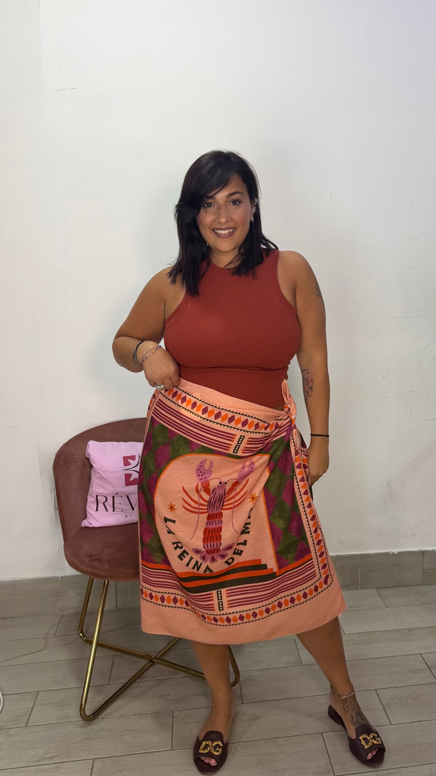 Gonna Pareo Moana Aragosta Arancio 26740