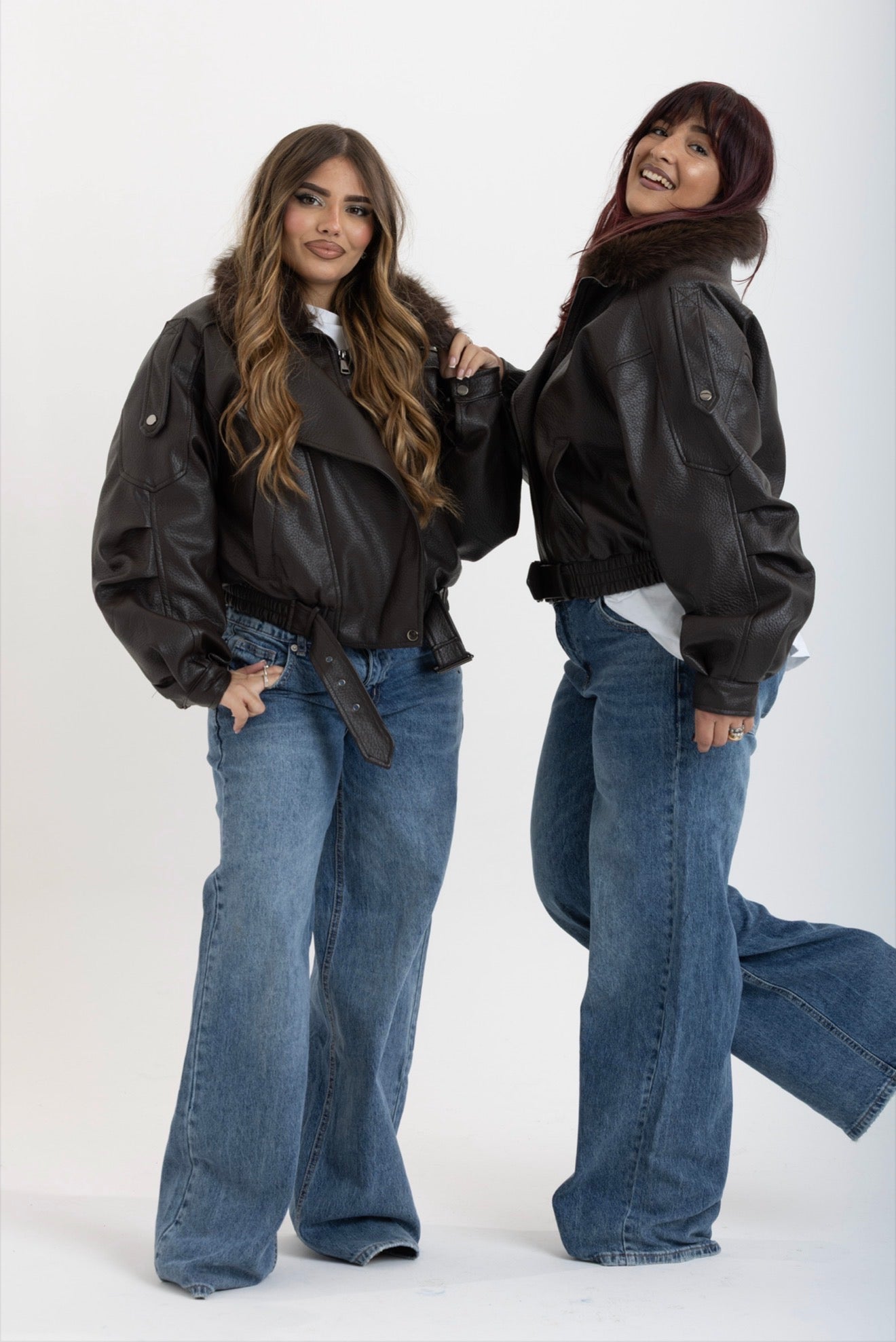 Giacca BikerBrown con pelliccia 2904