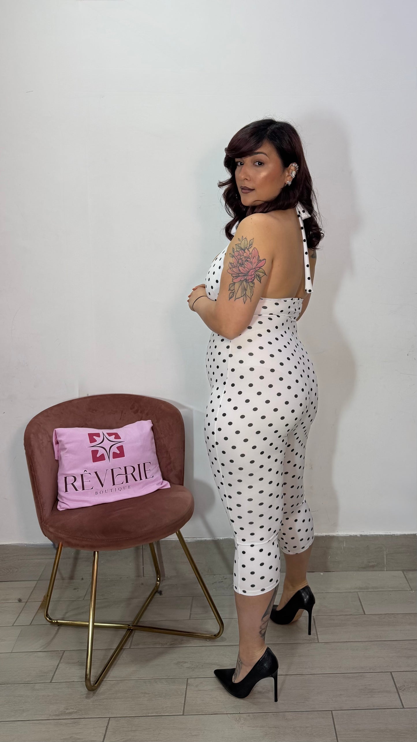 Jumpsuit Dotty Capri a pois in lycra 1276