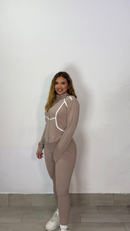Coordinato Set Run in Lycra Beige RTT59279