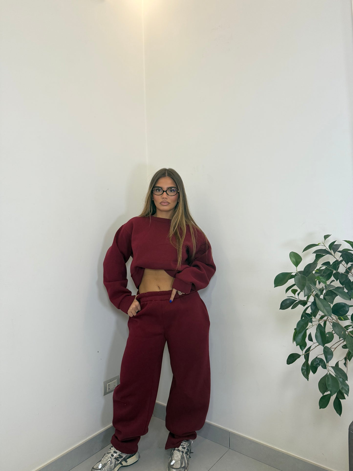 Tuta Cleo Bordeaux Felpata 43770/784