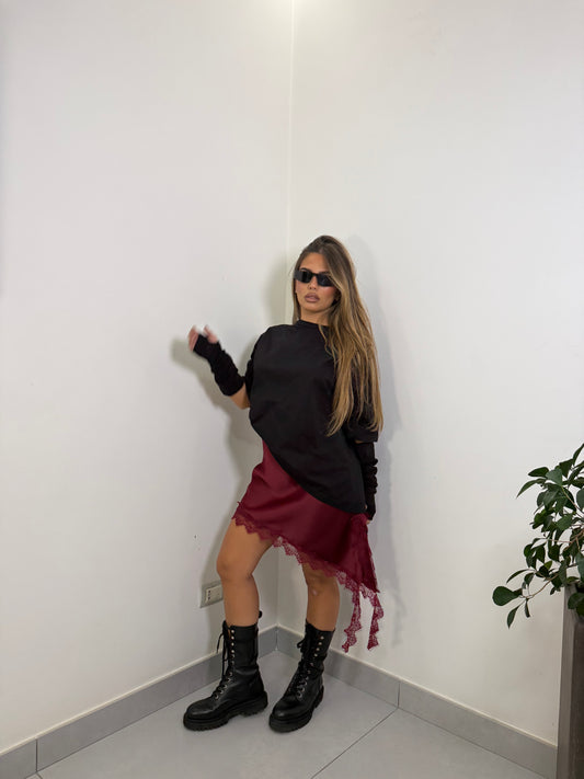 T-shirt manicotti nera 366783