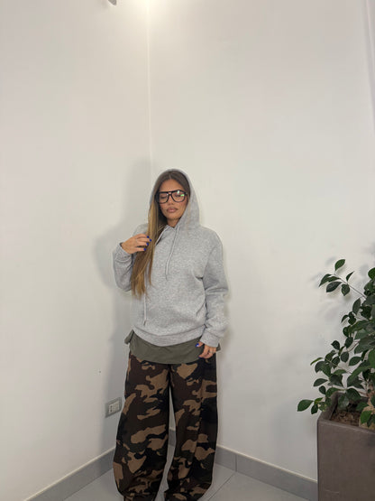 Felpa warmly con Cappuccio Felpata Grigia FD38061